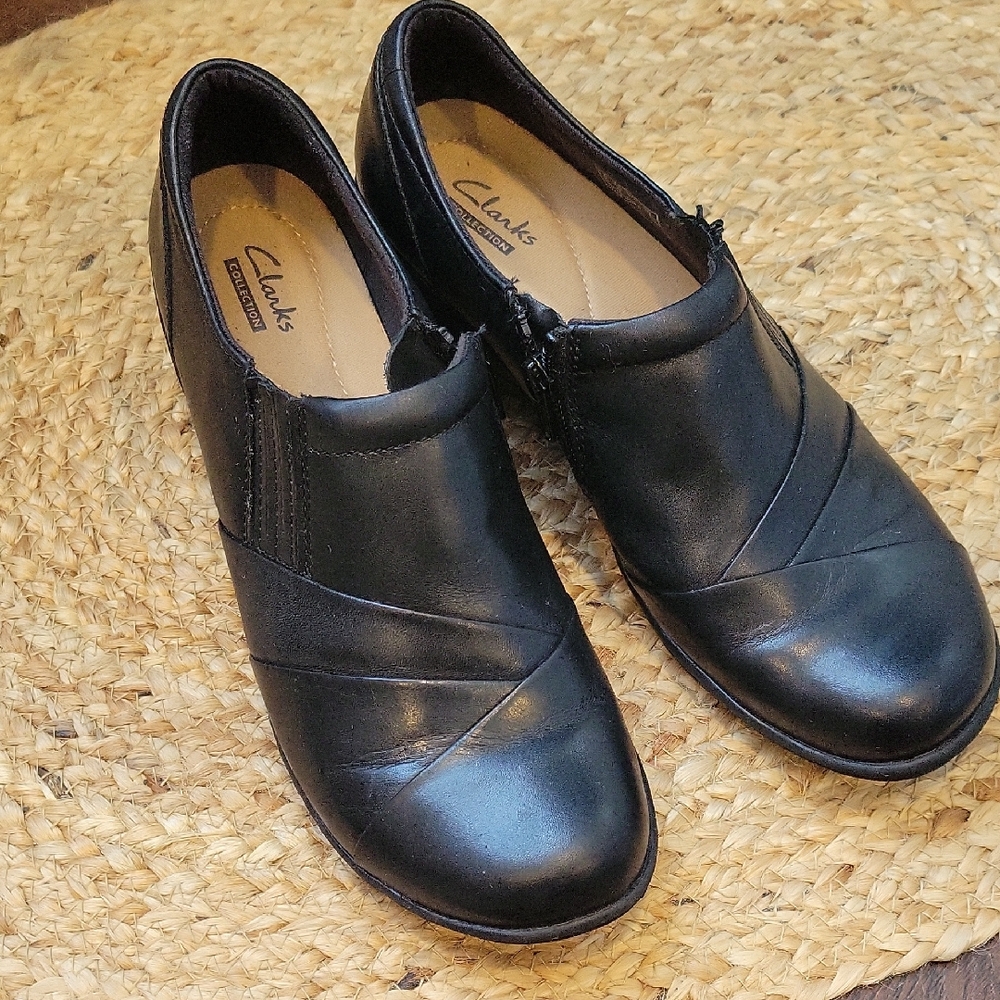 Clarks Black Leather Women's Shoes